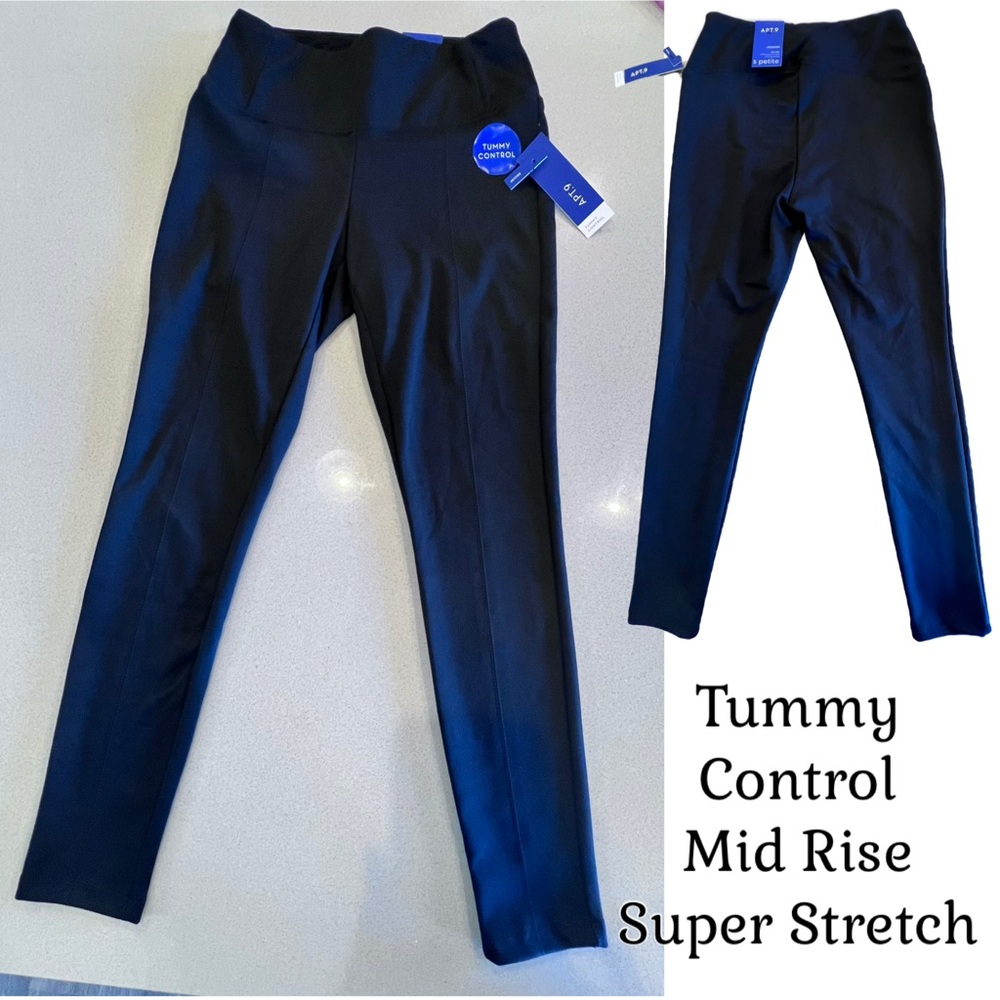 Tummy Control Super Stretch Mid Rise fitted through hip & thigh Leggings Small P